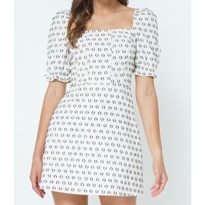 White and black mini dress